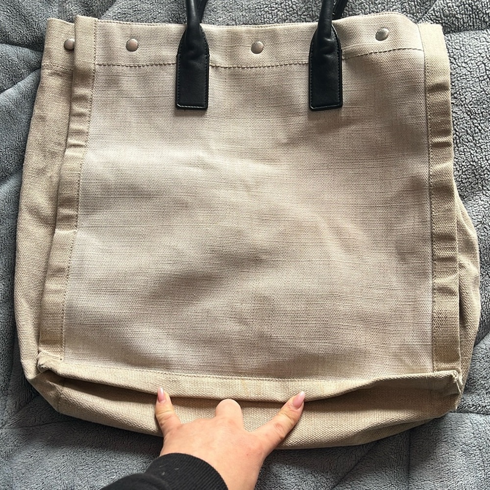 Saint Laurent Rive Gauche Linen & Leather Tote - Picture 2 of 6